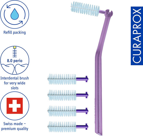Curaprox CPS 408 perio plus with 5 CPS 408 + UHS 451 deep violet holder...