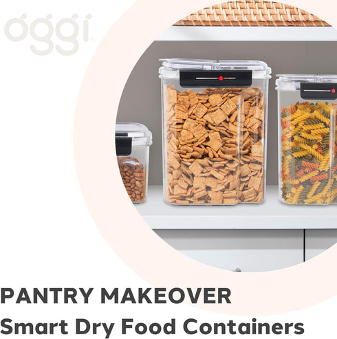 OGGI Easi Grip 57oz Moisture Proof Storage Container, Ultra Clear BPA-Free Sealable Canister, Flip Open Pouring Lid, Date Reminder Slider on Clip,...