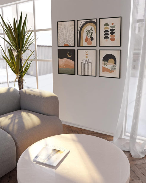 HAUS AND HUES Boho Prints Neutral Wall Art - Set of 6 Boho Mid Century Modern Wall Art, Aesthetic Prints for Wall Decor and Mid-Century Modern Art...
