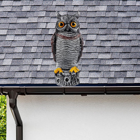 Hausse Fake Owl Decoy Bird Scarecrow Sculpture, 13.6 Inch Plastic Horned Owl Bird Deterrents, Garden Protectors, Nature Enemy Pest Repellent for O...