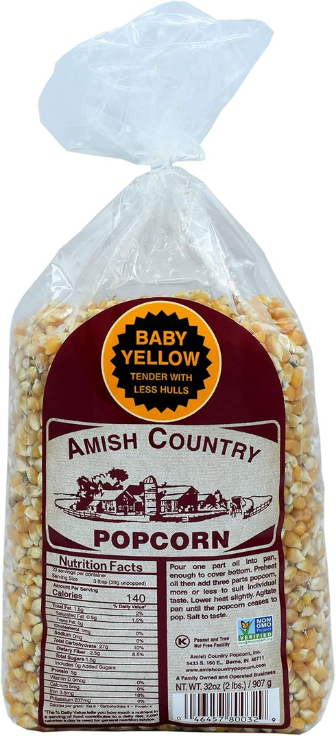 Amish Country Popcorn | 2 lb Bag | Baby Yellow Popcorn Kernels | Old Fashioned, Non-GMO and Gluten Free (Baby Yellow - 2 lb Bag)...