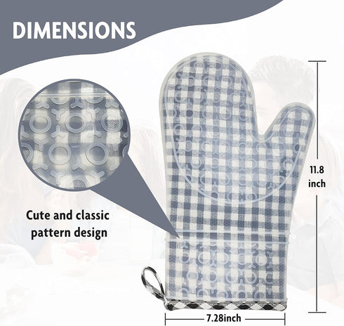 Silicone Oven Mitt, Heat Resistant Oven Glove, Funny Kitchen Oven Mitt with Quilted Cotton Lining, Waterproof Pot Holder for Cooking Baking (Black...