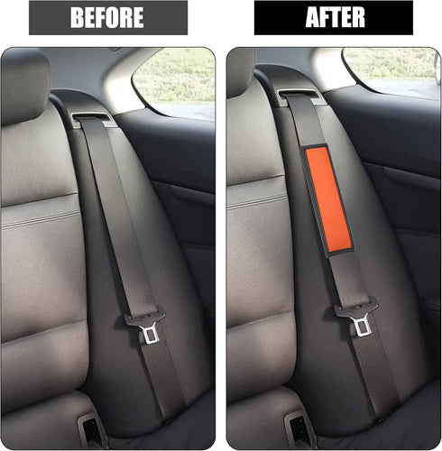 X AUTOHAUX 2pcs Universal Seat Belt Shoulder Pad Car Safety Strap Covers Neck Mat for Comfortable Driving Faux Leather Hole Black Orange...