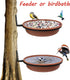 Bird Feeder Tree Mounted with Heavy Duty Sturdy Steel, 8.5” in Diameter×1.85" Deep Brick Red Bird Bath Tray,Installed on Wooden Fences, Trees, Dec...