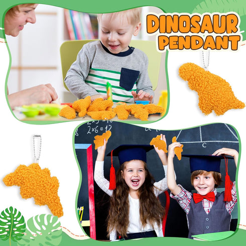 24 Pcs Mini Chicken Dinosaur Nuggets Keychain Bulk Plush Chicken Dino Nugget Keychain Party Favors Stuffed Dinosaur Toy Keychain for Kids Gifts Bi...