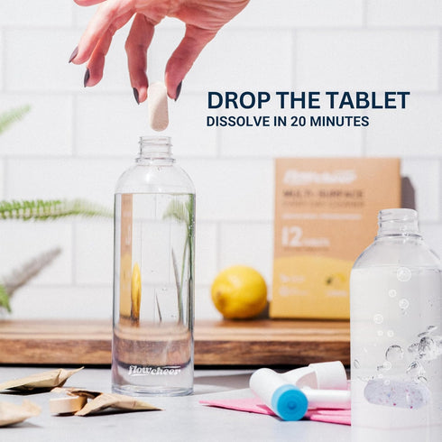 Multi-Surface Cleaner Refills Tablet-12 Pack All Purpose Cleaner Tablet for 12 x 17 Fl oz Bottles of Spray Cleaner- Household&Kitchen Cleaning-Lem...