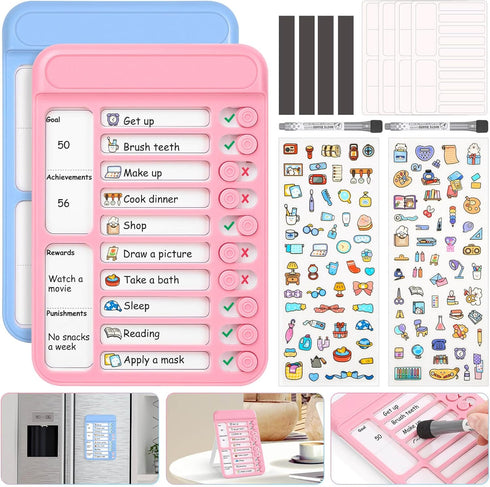 Audab 2Pcs Dry Erase Chore Chart for Kids, Magnetic Checklist Board, My Chores Slider Chart to Do List Board, Routine Chart Schedule Board Task Tr...