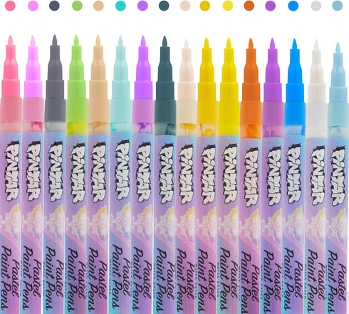 PINTAR | 16 PACK | Pastel Acrylic Paint Markers Extra Fine Tip | Rock Painting, Wood, Glass, Leather, Shoes | Paint Pens Set | Pack of 16, 0.7 mm...