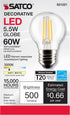 Satco 21221-5.5G16.5/LED/CL/930/120V/E26 G16 Globe LED Light Bulb...