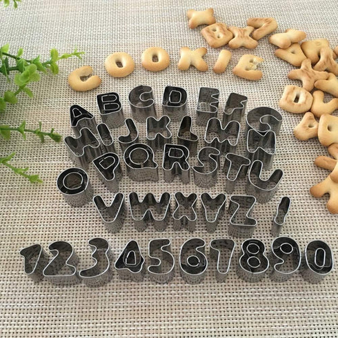 37 Pcs Mini Alphabet and Number Cookie Cutters Set With Storage Case, Stainless Steel Small Mold Tools for Fondant Biscuit, Cake, Fruit, Vegetable...