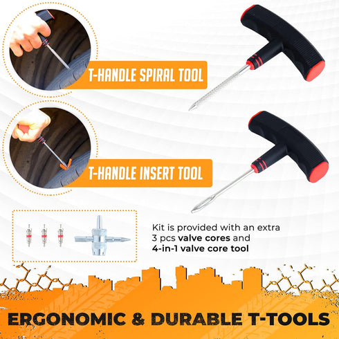 Vehiclex Tire Plug Repair Kit for Car, Motorcycle, ATV, Tractor, Lawn Mover - Essential Tire Repair Kit for Flat Tire Punctures Repair...