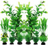 Fish Tank Accessories Green Plants, 10pcs Green Fish Tank Decorations, Aquarium Decor Plastic Plants...