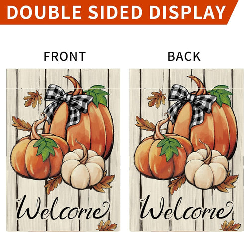 Fall Pumpkin Garden Flag Double Sided for Outside, Autumn Thanksgiving Small Seasonal Decoration Yard Flag 12x18 Inch...
