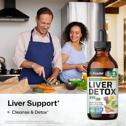 BIO KRAUTER Liver Detox Liquid - Liver Cleanse Detox Liquid Drops - Milk Thistle, Chanca Piedra, Turmeric, Dandelion, Artichoke - Vegan Drops 4 Fl...