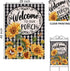 Home Decorative Welcome to Our Porch Spring Summer Sunflower House Flag, Black White Buffalo Plaid Check Yard Outside Decoration, Fall Autumn Farm...