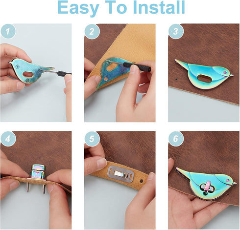 WADORN 3 Sets Purse Twist Lock Clasp, Rainbow Turn Lock Clip Hardware Purse Clutch Closure Metal Handbag Twist Lock Fastener Butterfly/Bee/Bird Sh...