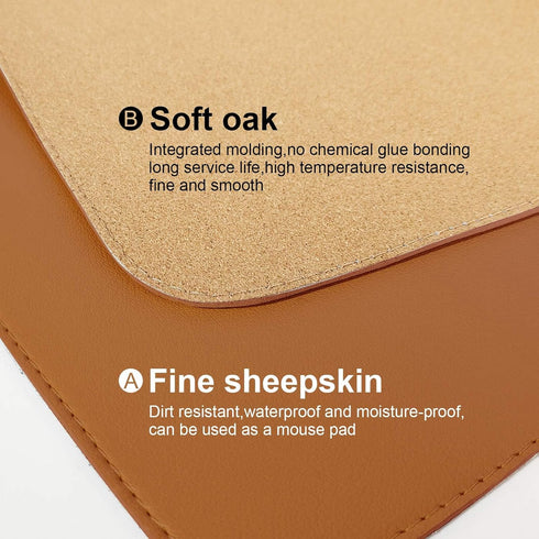 DAWNTREES Dual Sided Desk Mat,Leather Desk Pad,Brown Cork Desk Mat Protector,with PU Leather Valet Tray Organizer,Large Mouse Pad,Desk Writing Pad...