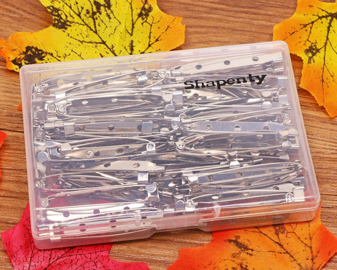 Shapenty Metal 3 Holes Brooch ID Name Badge Safety Catch Locking Pin Backs Clasp DIY Craft Blank Pin Backing for Jewelry Findings,45mm/1.8 Inch, 6...