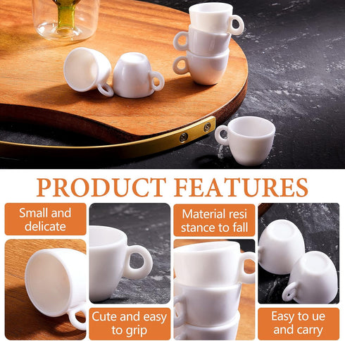 Mini Coffee Cups Tea Cup White Plastic Coffee Cups Dollhouse Miniature Food Kitchen Room Decoration Accessories for Pretend Afternoon Tea Cake Dec...