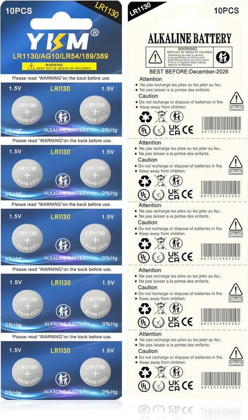 AG10 LR1130 Battery L1131f L1131 L1131c 389 390 LR54 LR 1130 1.5V Alkaline Batteries for Calculator Watch Battery 40 Pack...