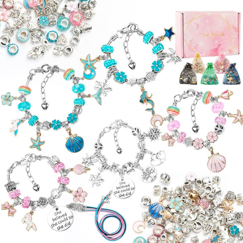TAODUDU Girls Gifts Charm Bracelets Making Kit 112PCS, Jewelry Making kit for Girls DIY Craft Kits,Birthday Presents Teenage Girls Gifts Age 5 6 7...