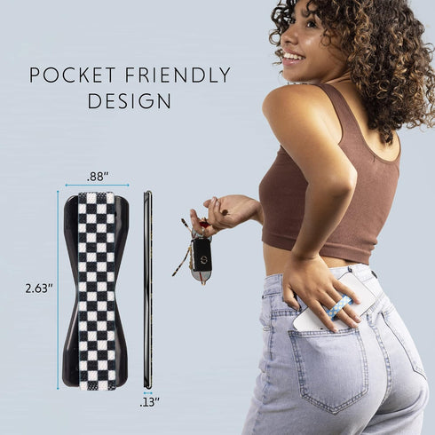 LOVEHANDLE Phone Grip with Black Checkered Design - Universal Phone Strap and Phone Grips for Back of Phone - Convenient Cell Phone Holder for Han...