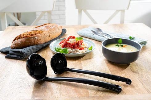 Soup and Sauce Ladle Set of 2 - Durable, Heat-Resistant Kitchen Utensils, Perfect for Serving & Cooking, Made in USA, Dishwasher Safe (Black)...