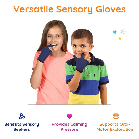 Fun and Function - Original Chewy Gloves - Anti Finger Biting Compression Sensory Gloves - Also Helps Stop Thumb Sucking - Sensory Chew Thumb Guar...