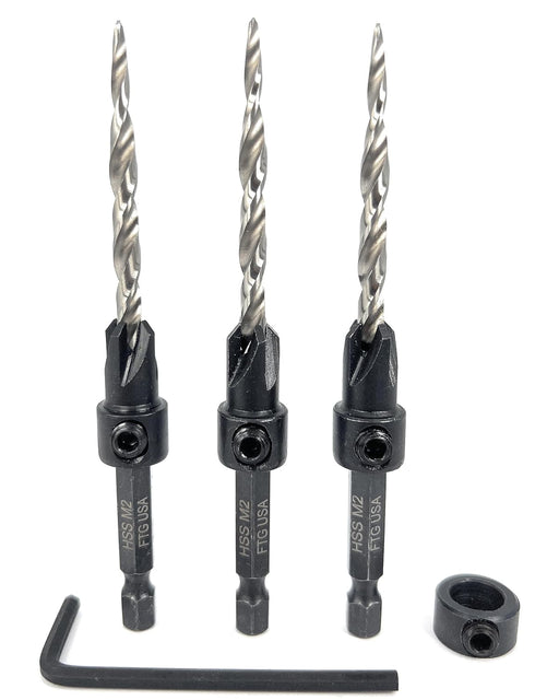 Countersink Drill Bit Set for Wood with Tapered Drill Bit 3 Pc #10 (3/16")...
