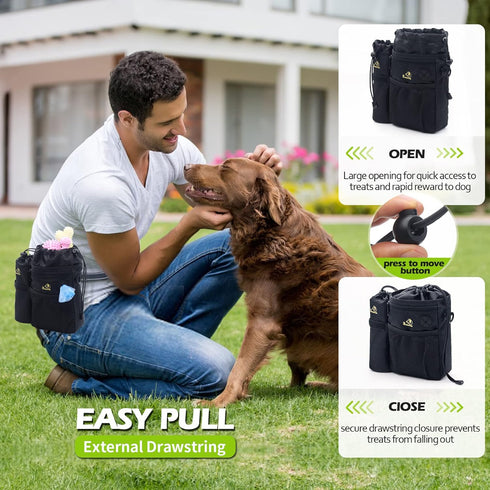 POPMISOLER Dog Treat Training Pouch for Dog Training with Poop Bag Dispenser and Multiple Pockets, Dog Walking Bag Adjustable Waist Belt Clip Shou...