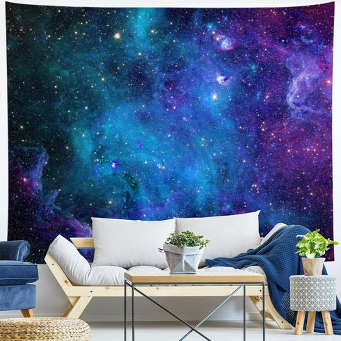 Lahasbja Galaxy Tapestry Blue Starry Sky Universe Space Tapestries Wall Hanging Mysterious Nebula Stars Backdrop for Living Room Dorm...
