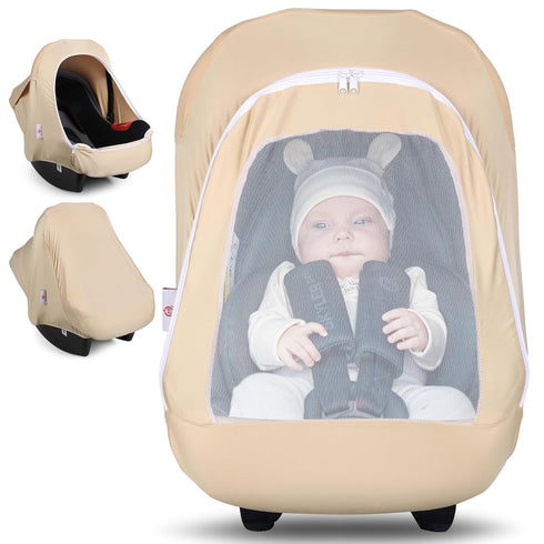 Metplus 2-in-1 Baby Car Seat Cover, Multi Use Cover for Baby Car Seat Canopy with Privacy Sun Shade, Protect Your Baby's Safety Seat with Style, I...