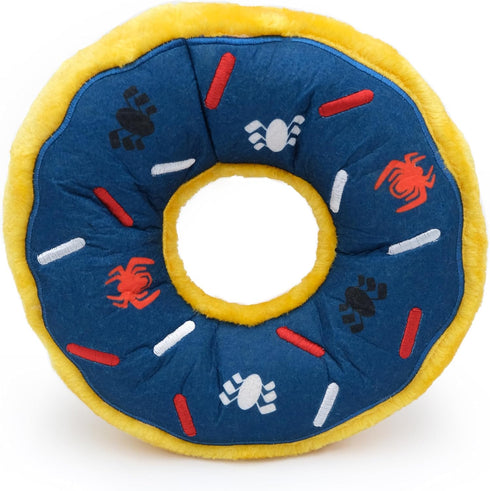 ZippyPaws Marvel Jumbo Donutz - Interactive Donut Pet Toys for Dogs & Puppies, No Stuffing, Durable Squeaky Toy for Small & Medium Breed - Spider-...