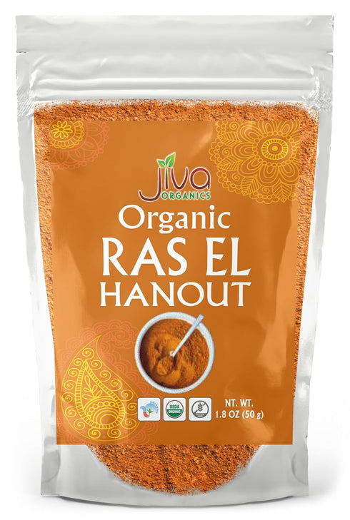 Jiva Organics Ras El Hanout Moroccan Seasoning 1.75 oz – Premium Spice Blend for Authentic Marinades & Rubs - Organic, Non-GMO...