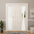 Aquazolax Privacy Sheer French Door Curtains White Semi Sheer Elegant Weaved Drapery Linen Textured Look Patio Door Panels for Front Side Door Win...