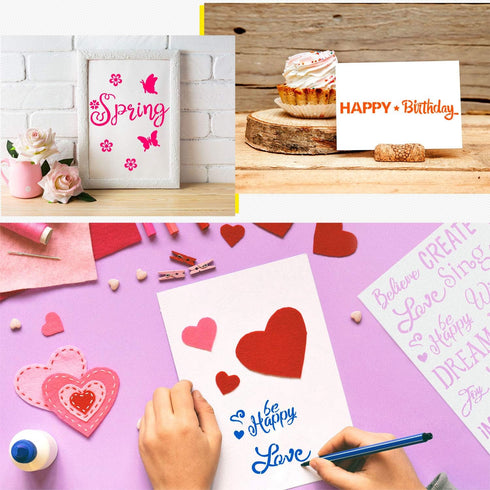 3 Pieces Plastic Painting Stencils Inspirational Word Stencils 8 x 11 Inch Reusable Stencils Template for Painting on Wood, Fabric, Paper, Wall DI...