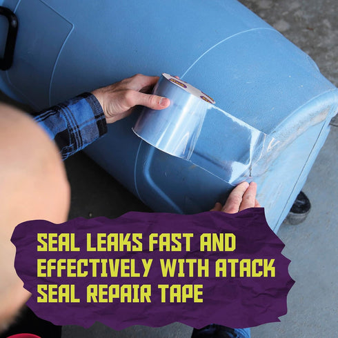 ATack Waterproof Patch and Seal Tape, Clear, 4 Inches x 10 Feet, Water Barrier Tape for Stop Leak Repair on Pipes, Chimney, Roof, Boat, and HVAC...