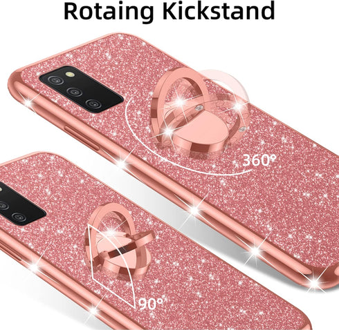 nancheng for Samsung Galaxy A03S case Glitter Luxury Cute Silicone TPU Phone Case for Women Girls with Kickstand, Bling Diamond Rhinestone Bumper ...