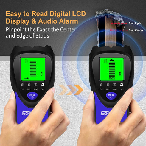 Stud Finder Wall Scanner, 5 in 1 Electronic Stud Detector with LCD Display & Audio Alarm, Stud Sensor for Wood AC Live Wire Metal Studs Detection ...