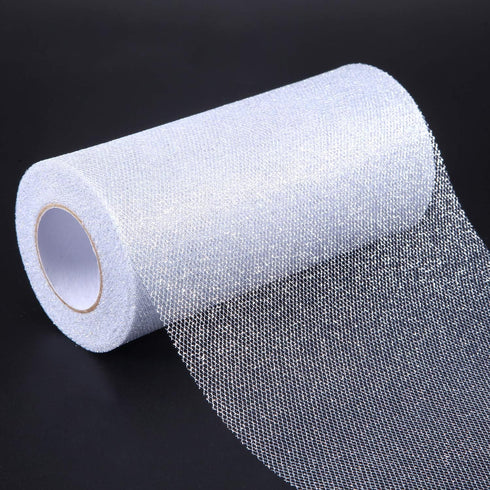 Glitter Tulle Roll Sparkling Tulle Ribbon Fabric Spool for Wedding Decoration Gift Wrapping, 6 Inch by 25 Yards (Silver)...