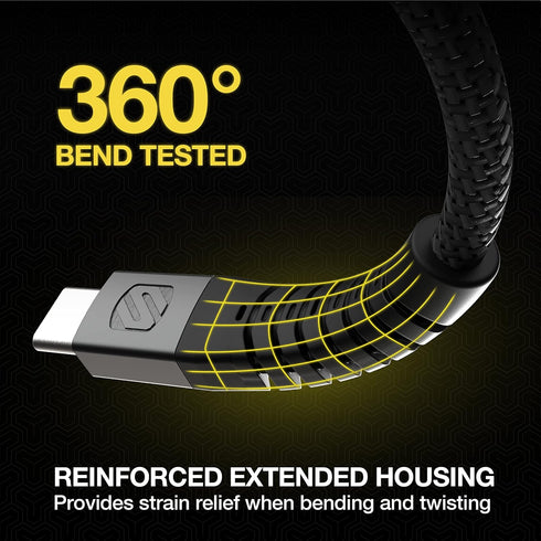 Scosche HDCAB4-SP Syncable HD USB to Type-C Charge & Sync Heavy Duty Cable 4-ft. Black...