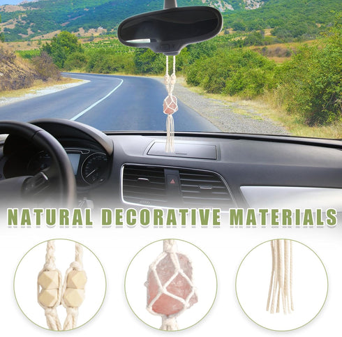 Handmade Himalayan Salt Car Rearview Mirror Pendant, Charm Car Hanging Accessories, Universal Hanging Decor for Women Men (Pink)...