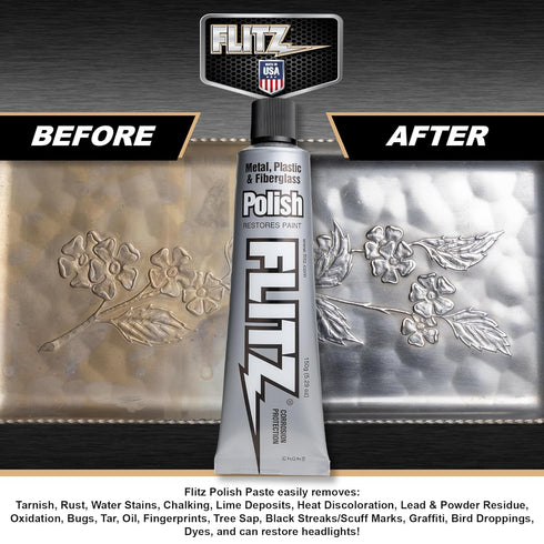 Flitz Multi-Purpose Metal Polish Paste - 5.29oz Tube of USA-Made Metal Scratch Remover - Works on Stainless Steel, Chrome, Aluminum, Plastic, Jewe...