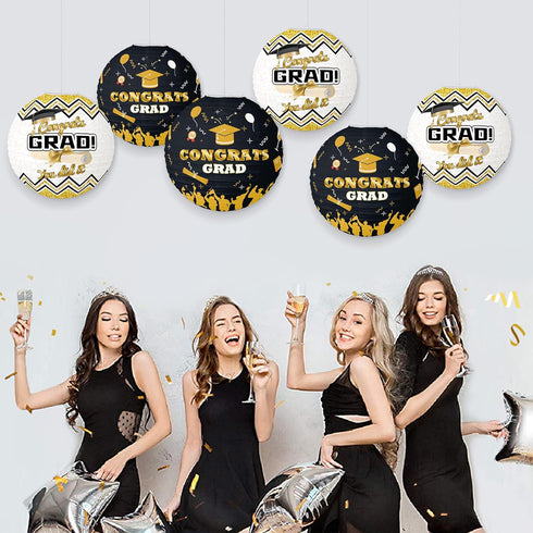 6 PCS Paper Lanterns for Graduation Season,School Graduation Decorations Paper Lantern with Congrats Grad Letter Print,Hanging Paper Lantern Party...