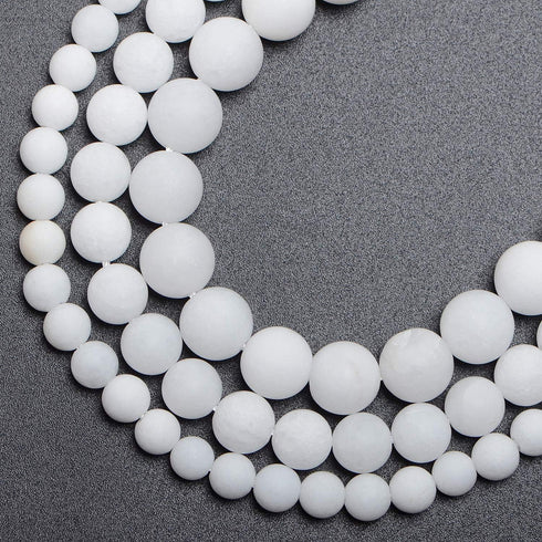 10mm Natural Matte White Alabaster Round Gemstone Frosted 80Pcs Loose Beads for Jewelry Making Bracelet with Stretch Beading Cord LPBeads...