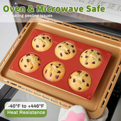 JOERSH 2-PK Silicone Texas Muffin Pans Non-Stick 6 Cups 3 Inch Regular Cupcake Baking Pans, Silicone Molds for Egg Muffins, Cupcakes...