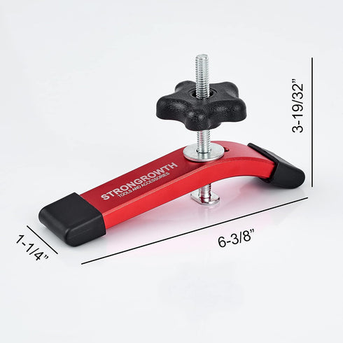 T track Hold Down Clamps - Double Cut Profile Universal T-Track Clamps, 6-3/8"L x 1-1/4"W - Woodworking and Clamps - Fine Sandblast Anodized - Red...