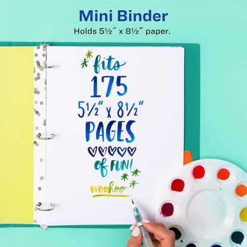 Avery + Amy Tangerine Designer Collection Mini Binder, 5.5" x 8.5", 1 Inch Round Rings, Rainbow Inkblot, 1 Mini 3 Ring Binder (18714)...