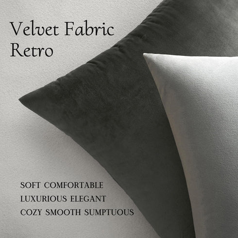 MIULEE 24x24 Inch Euro Sham Velvet Pillow Covers, Set of 2 Large Square Decorative Pillows -Dark Grey Super Soft for King Bed, Sofa, Couch, Accent...