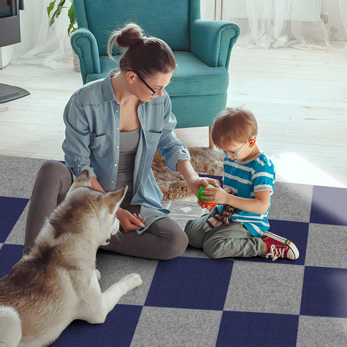 10Pcs Carpet Tiles Peel and Stick 12”x 12” Non-Slip Self Adhesive Squares Carpet Floor Tile Reusable Waterproof Carpet for Living Room Bedroom...